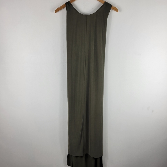New Vince Knot Tie Front Sleeveless Scoop Neck High Low Midi Shift Dress - Picture 11 of 14